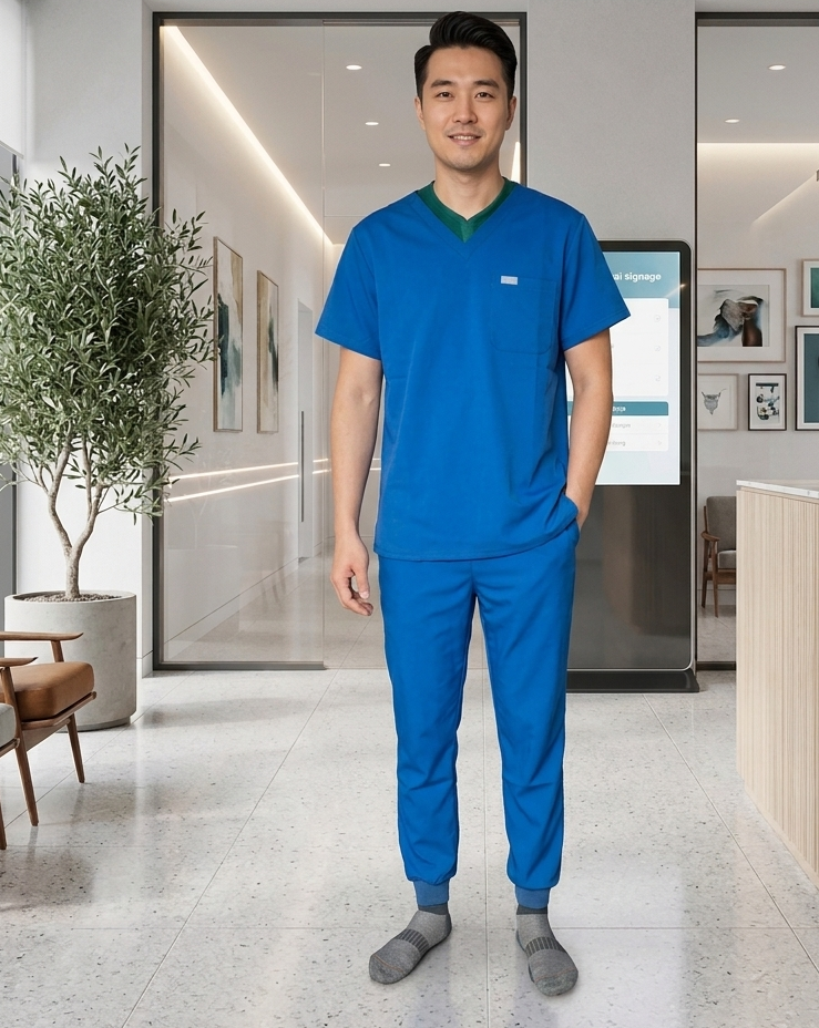 Royal Blue V-Neck Jogger Set