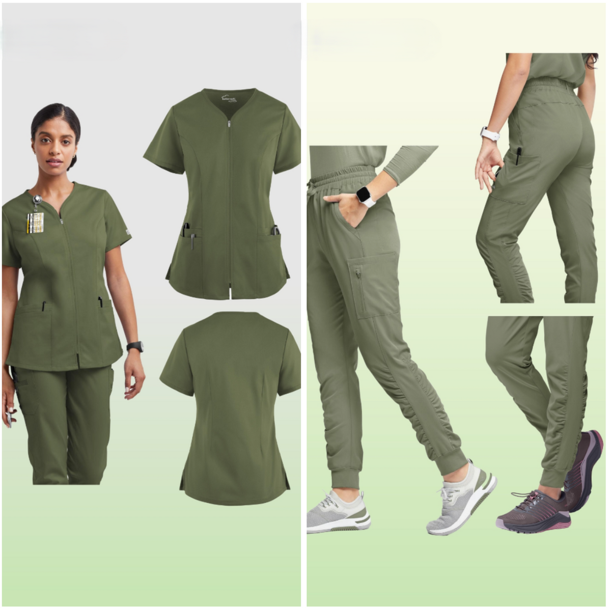 Olive Green Half-Zip Jogger Set